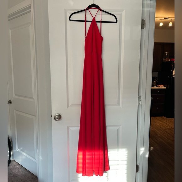 Lulu’s Backless Red Maxi Dress - Picture 6 of 9